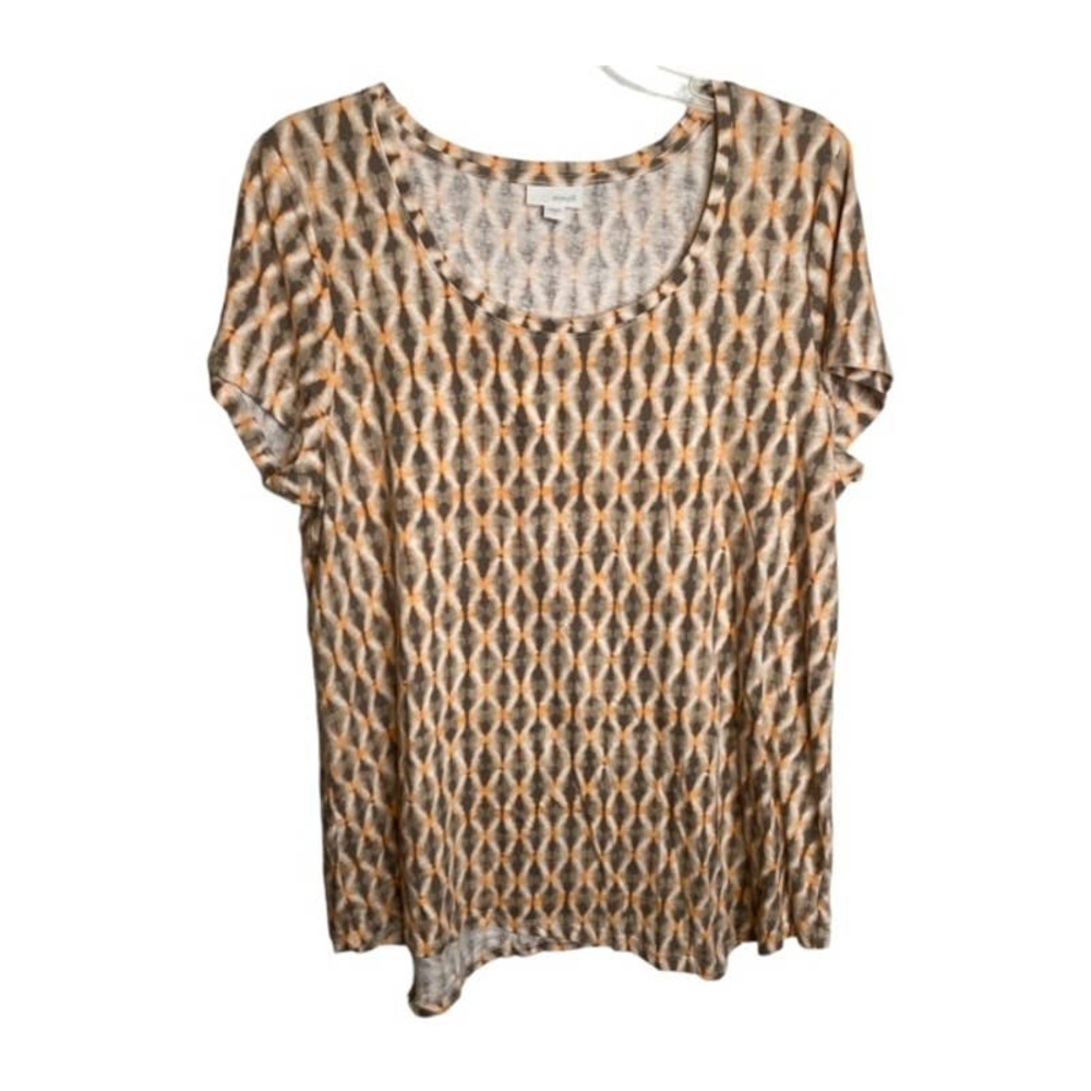 J Jill Top Pure Jill Womens Large Tunic Short Sleeve Top Cotton/Linen